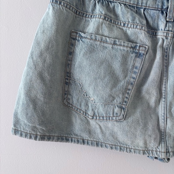 we the free - NWT demi denim skort mini skirt shorts light wash blue - Picture 6 of 8